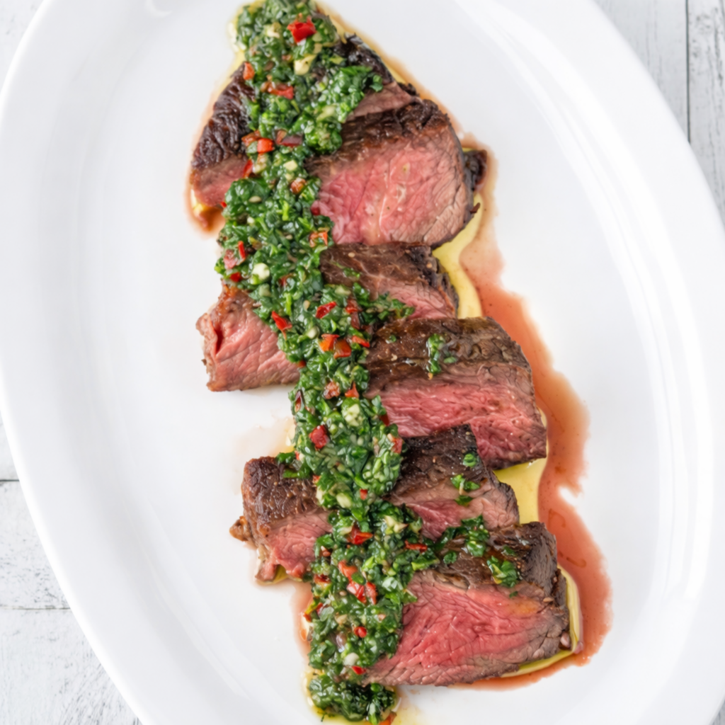 Guests preparing Argentine steak with chimichurri, empanadas, and grilled vegetables during a hands‑on cooking class.
