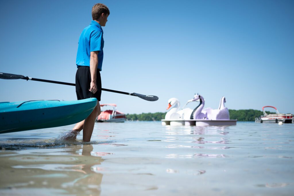 Enjoy kayaking and lakeside relaxation at The Osthoff Resort during a summer Break at the Lake getaway.