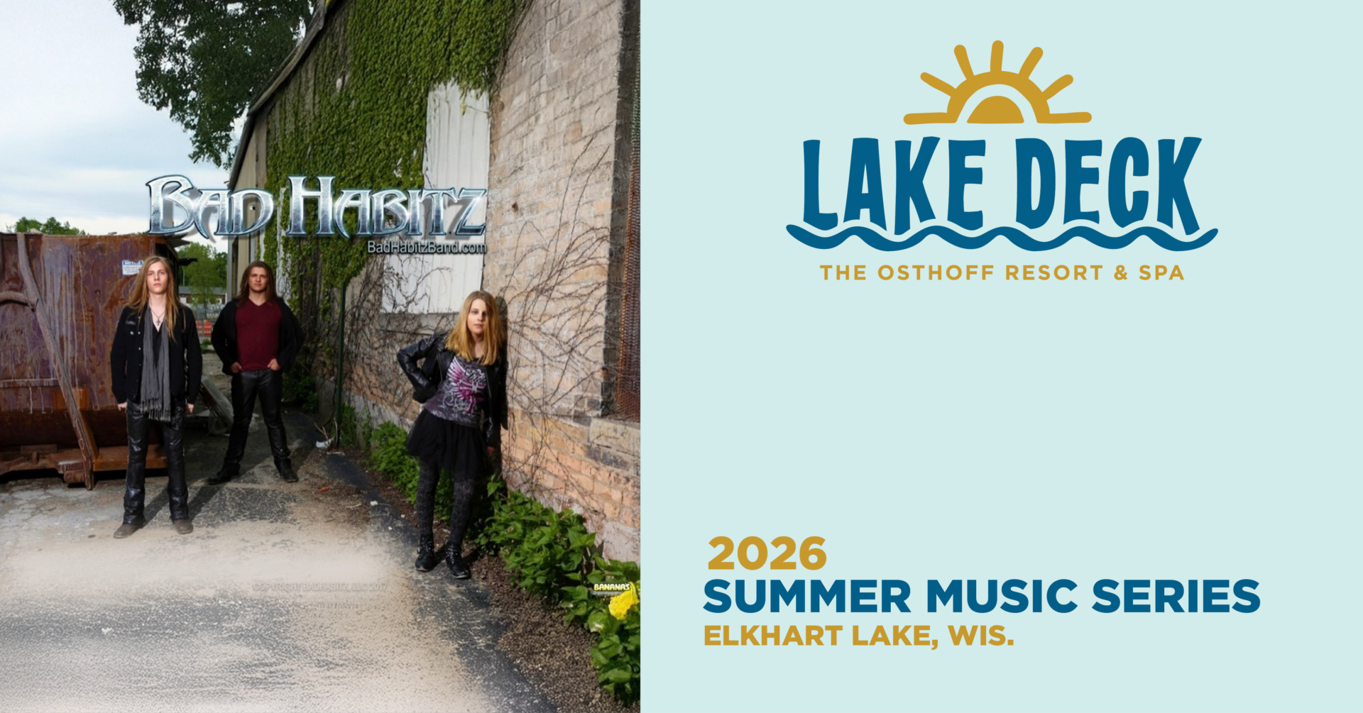 Live music on the lakefront at The Osthoff Resort featuring Bad Habitz