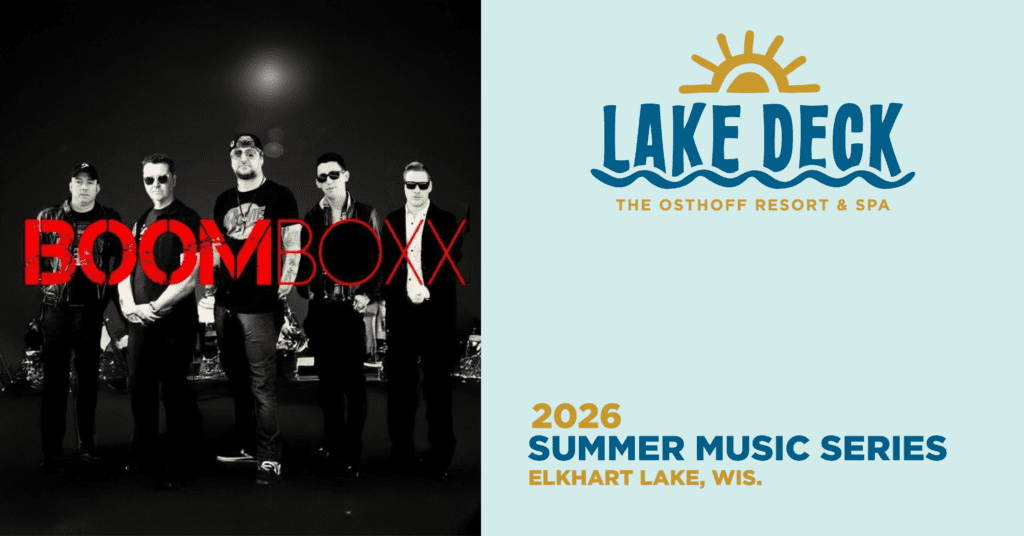 Live music on the lakefront at The Osthoff Resort featuring Boomboxx