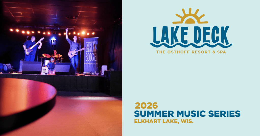 Live music on the lakefront at The Osthoff Resort featuring Dirty Boogie