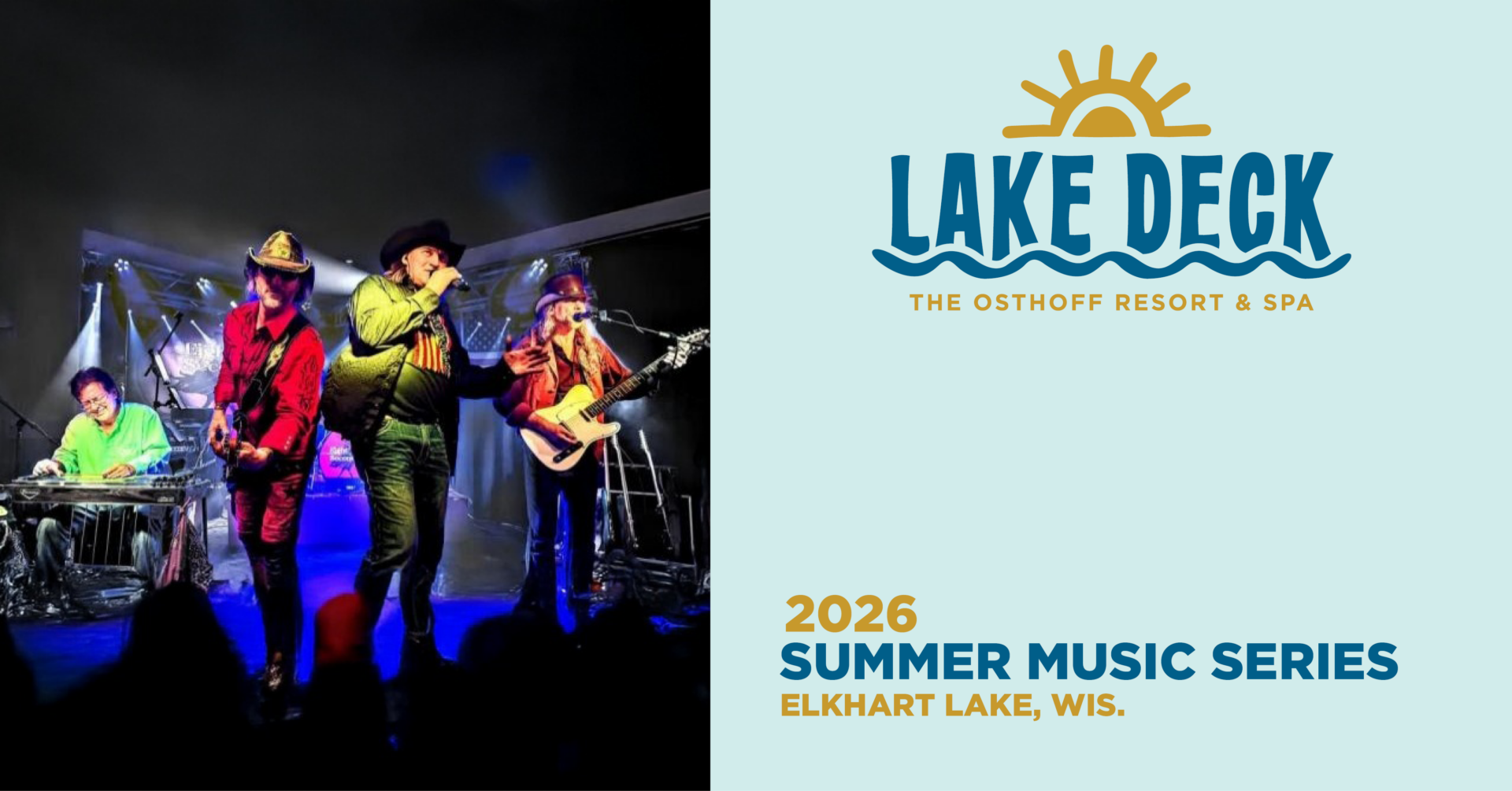 Live music on the lakefront at The Osthoff Resort featuring Eight Second Ride
