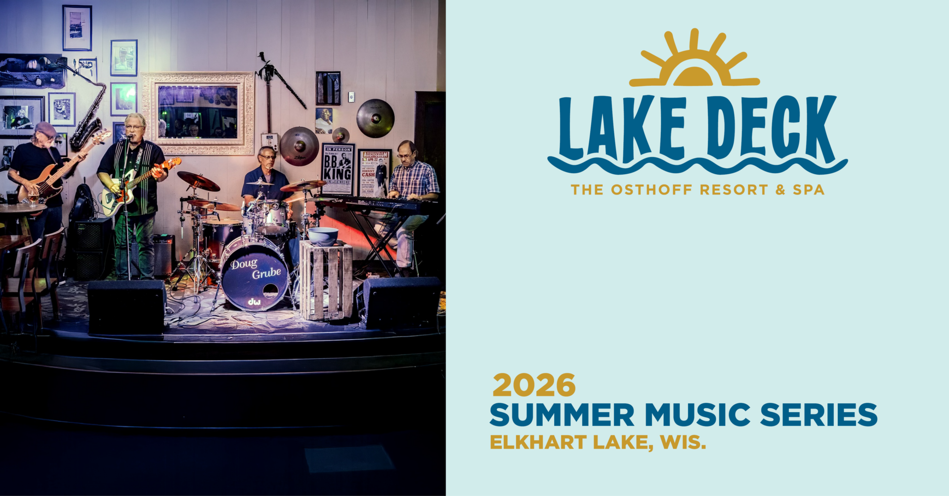 Live music on the lakefront at The Osthoff Resort featuring The 'Tones