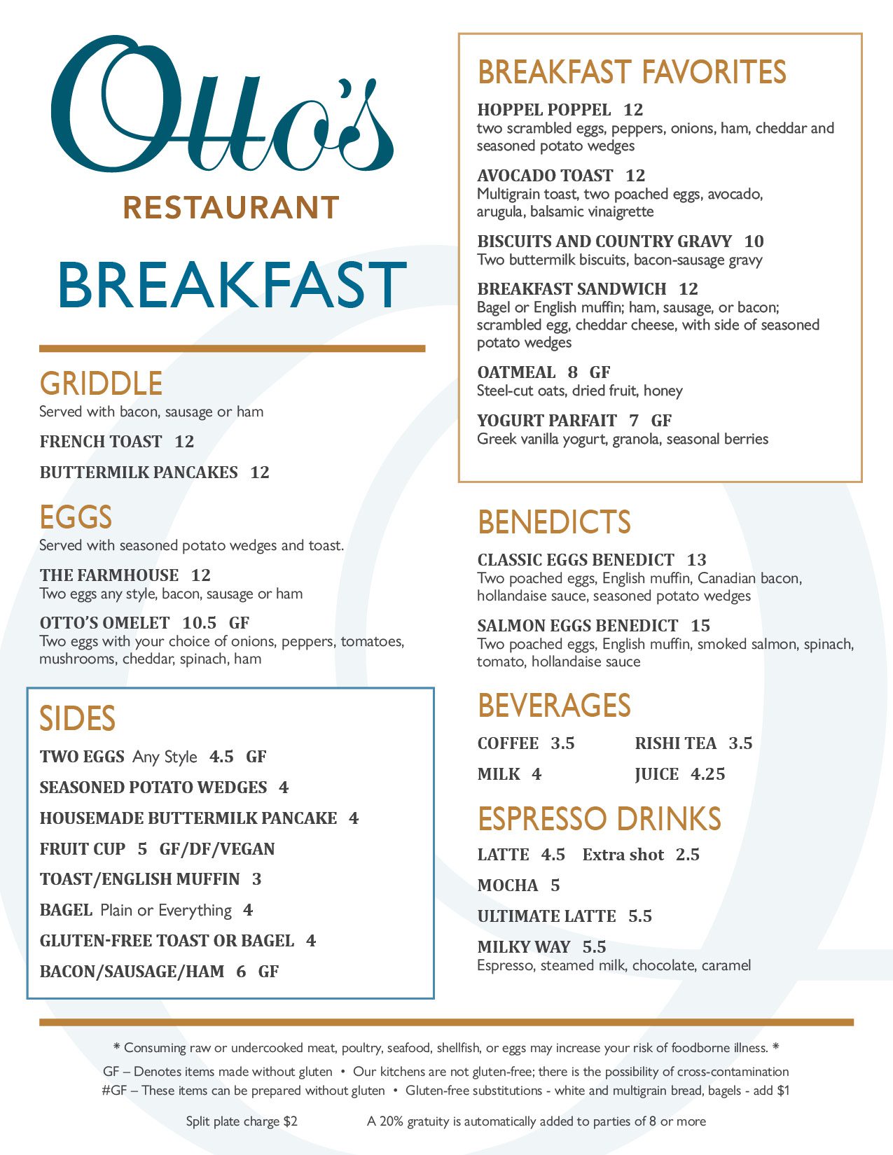 Otto's Restaurant | Breakfast Menu