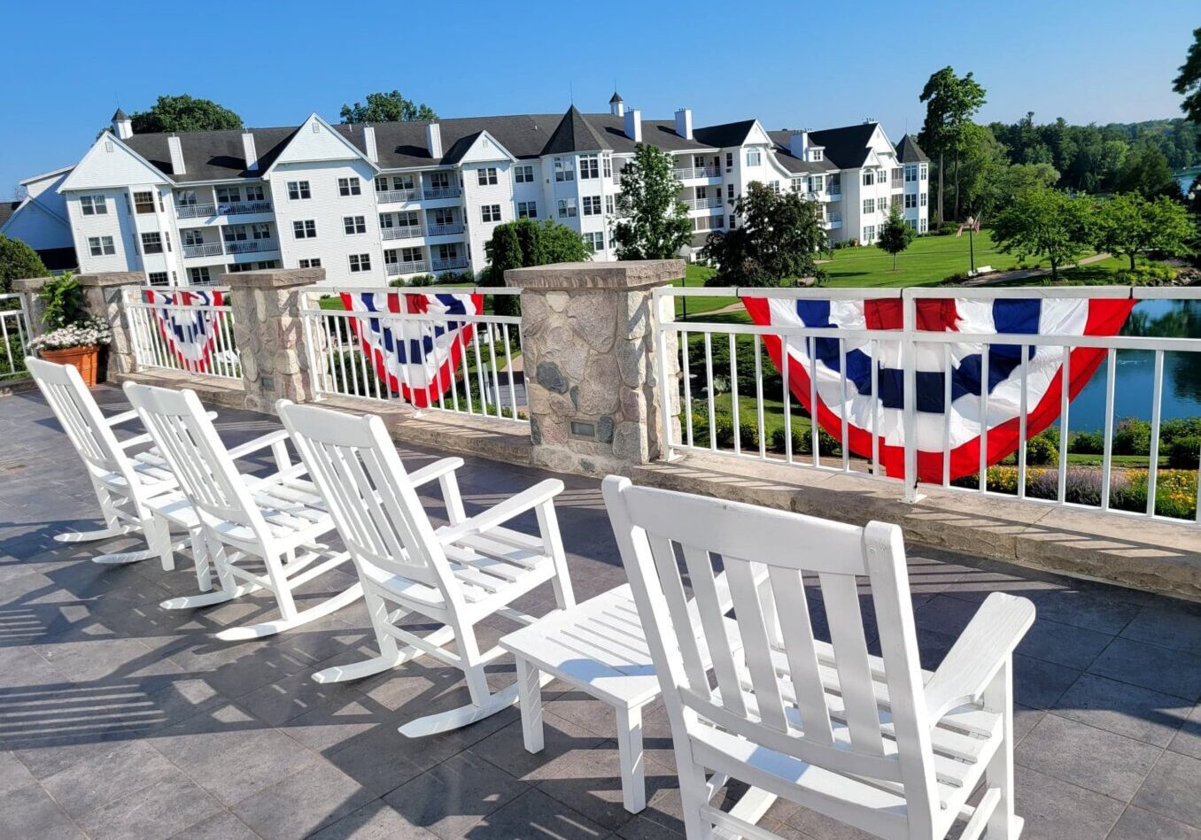 enjoying lakeside views at The Osthoff Resort during the Salute to Summer Memorial Day Weekend celebration