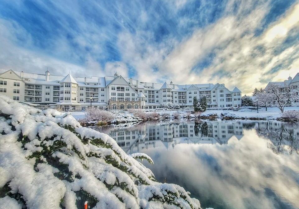Resort in winter setting